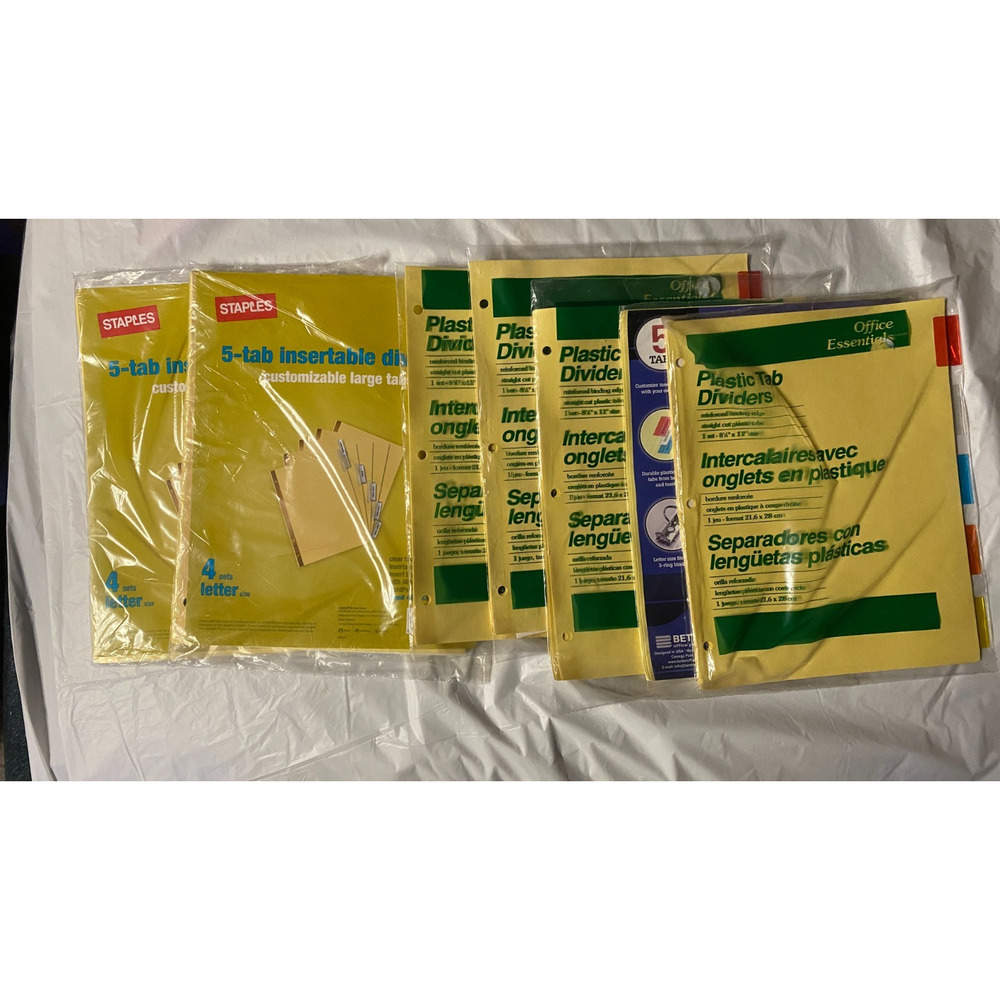 2 Packs 4 Sets Staples Clear 5-Tabs Insertable Dividers 3-Hole Punch + EXTRA
